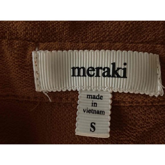 Meraki Dress Women SZ Small Burnt Orange Sleeveless V-Neck Waist Tie Knee-Length - Picture 6 of 9